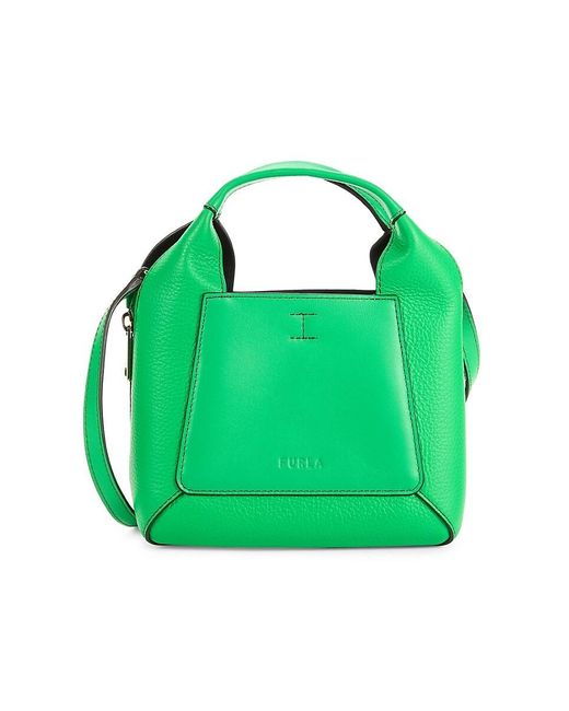 Furla Green Leather Double Top Handle Bag