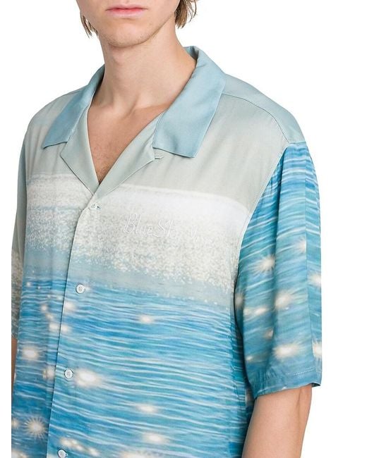 BLUE SKY INN Blue Ocean Satin Camp Shirt for men