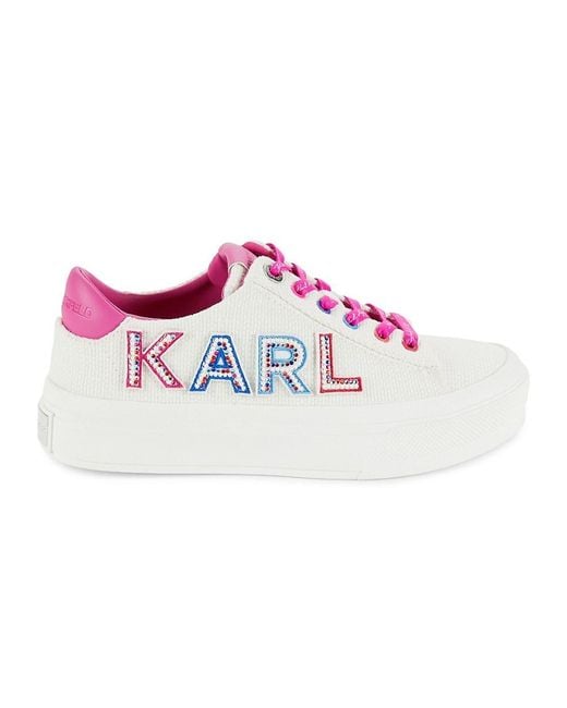 Karl Lagerfeld Pink Gida Embellished Logo Sneakers