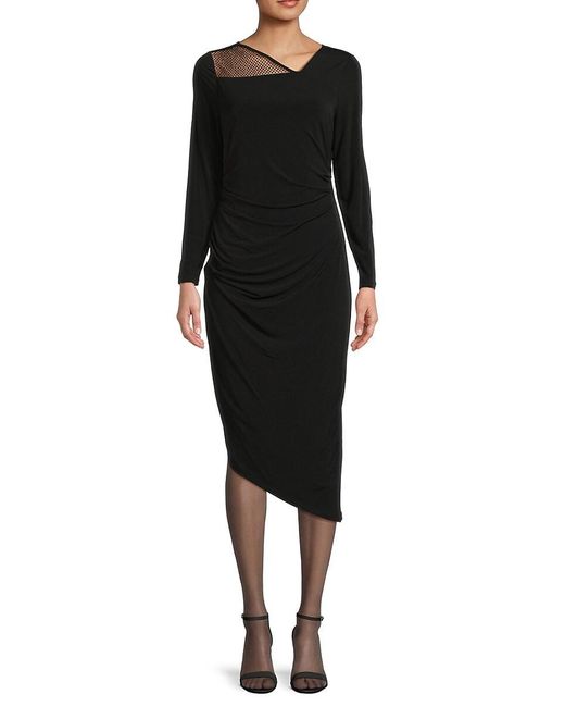 Calvin Klein Black Asymmetric Midaxi Sheath Dress