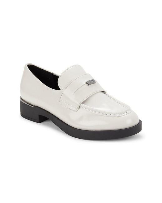 DKNY White Ivette Logo Slip-On Dress Shoes
