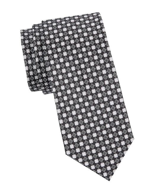 Saks Fifth Avenue Black Geometric Print Silk Tie for men