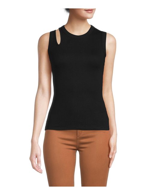 Grey State Cotton Delora Ribbed Tank Top in Deep Black (Black) | Lyst