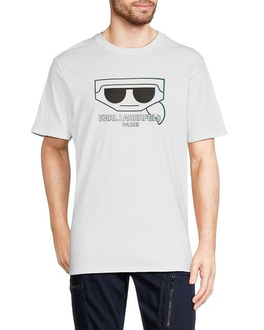 Karl Lagerfeld White Graphic T-Shirt for men