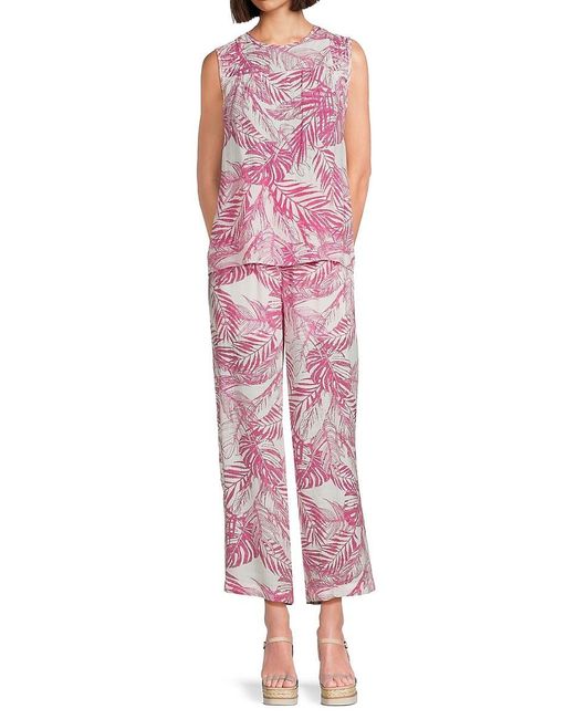 Nanette Lepore Pink '2-Piece Leaf Print Top & Pants Set