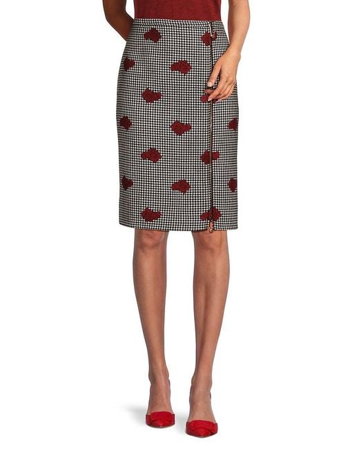 Versace Black Houndstooth Wool Skirt