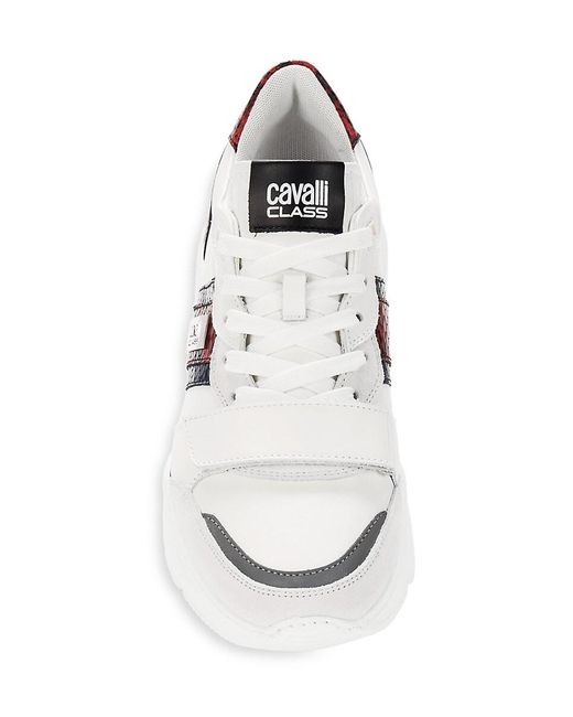 Class Roberto Cavalli White Chunky Snake-embossed Sneakers for men