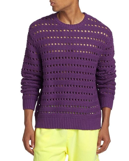 NSF Purple Open-Knit Fitted Sweater for men