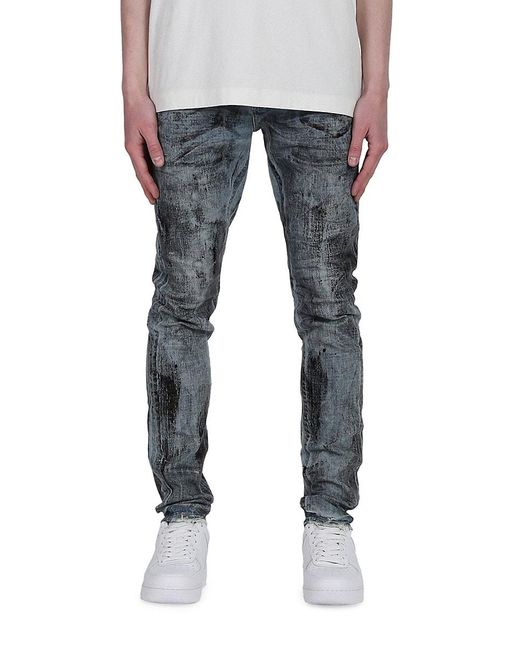 Purple Brand Blue Brand P001 X-Ray Foil Low-Rise Skinny Jeans for men