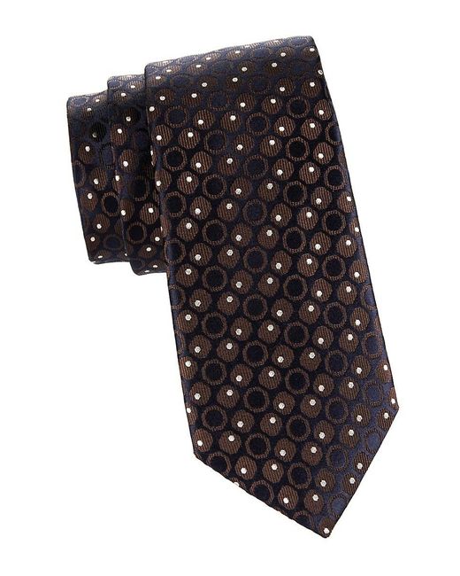 Canali Black Medallion Silk Jacquard Tie for men
