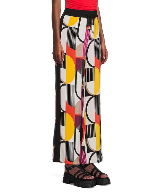 Karl Lagerfeld White Mixed-Print Drawstring Pants
