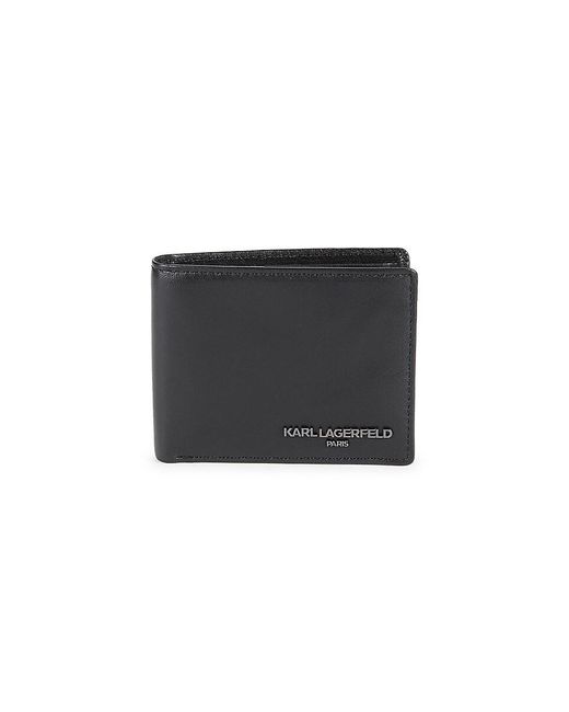 Karl Lagerfeld Black Bi Fold Leather Wallet for men