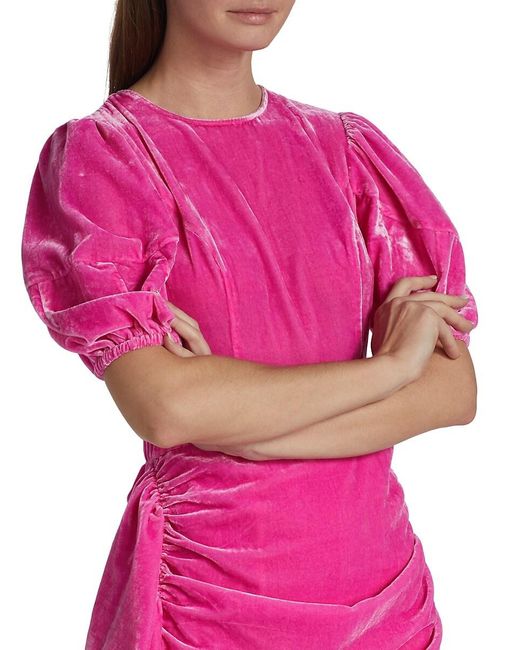 RHODE Pink Pia Velvet Minidress