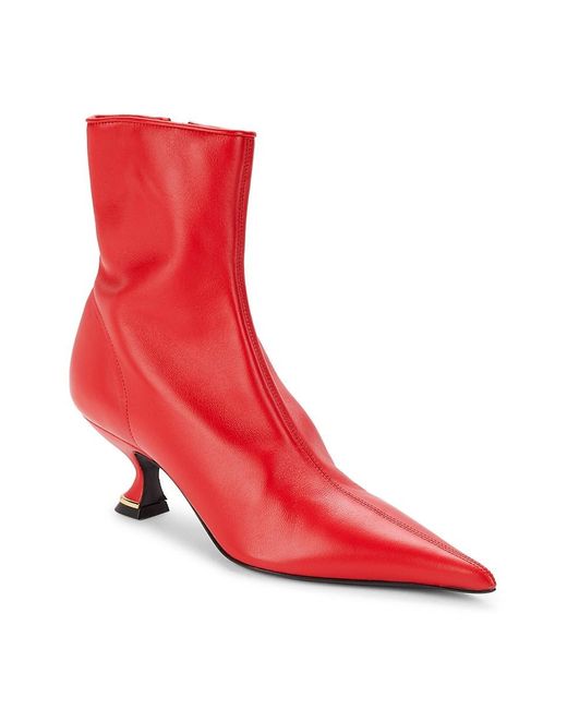Leather red sale booties