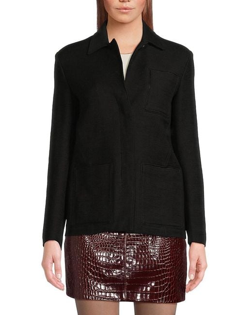 Bally Black Textured Cotton Leather-Trim Jacket
