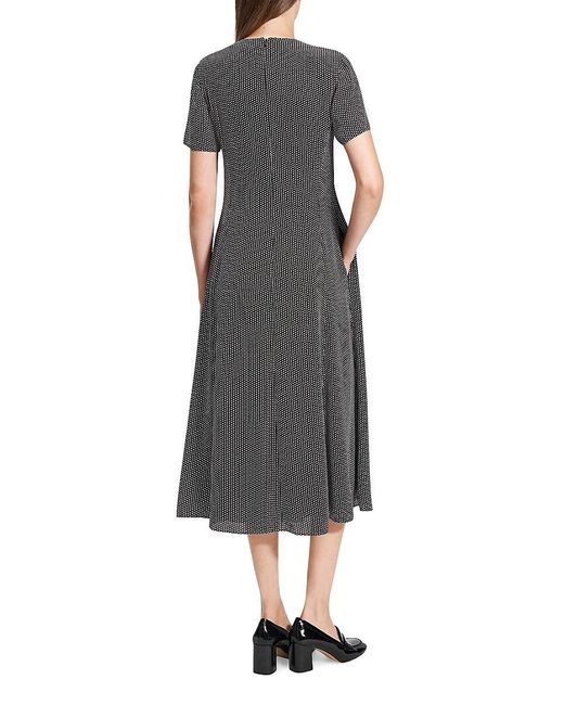 Theory Black Birdseye A-Line Flare Midi-Dress