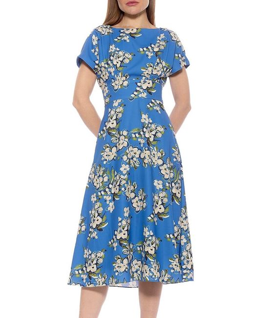 Alexia Admor Blue Lottie Dolman Sleeve Midi Dress