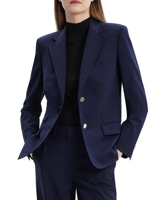 Theory Blue Tailored 2-Button Blazer