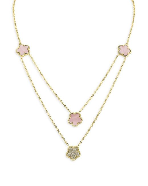 CZ by Kenneth Jay Lane Metallic 14K Goldplated & Cubic Zirconia Double Front Flower Necklace