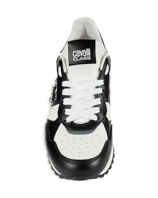 Class Roberto Cavalli Black Colorblock Leather Training Sneakers for men