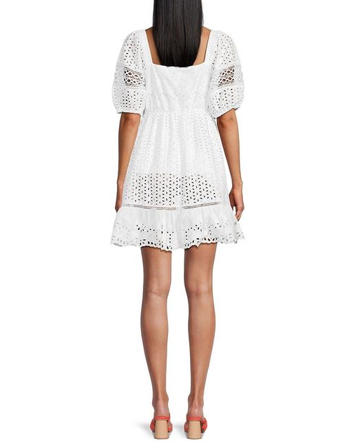 French Connection White Alissa Eyelet Embroidery Mini Dress