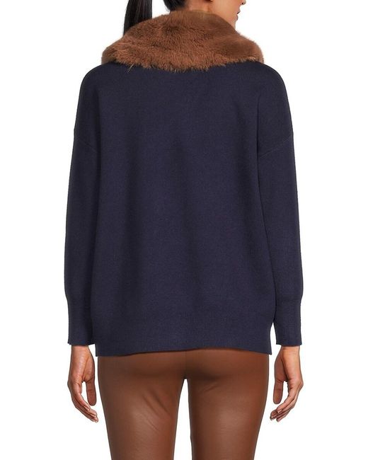 Faux fur top collar sweater