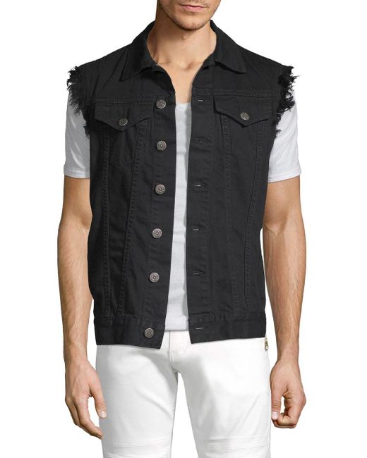 Distressed black cheap denim vest