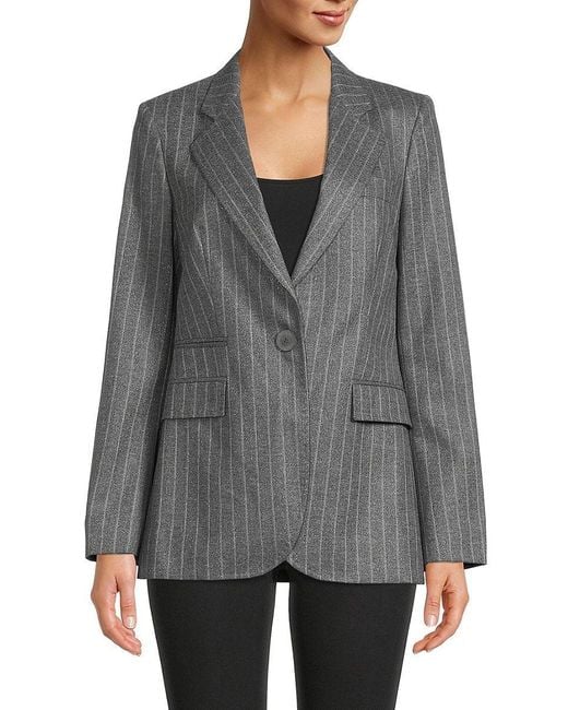 Les Copains Striped Wool Blend Blazer in Anthracite (Gray) | Lyst