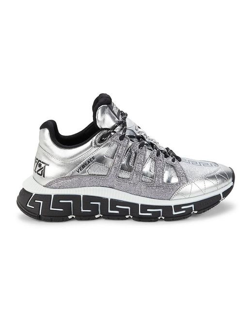 Versace La Greca Metallic Sneakers in White for Men Lyst UK