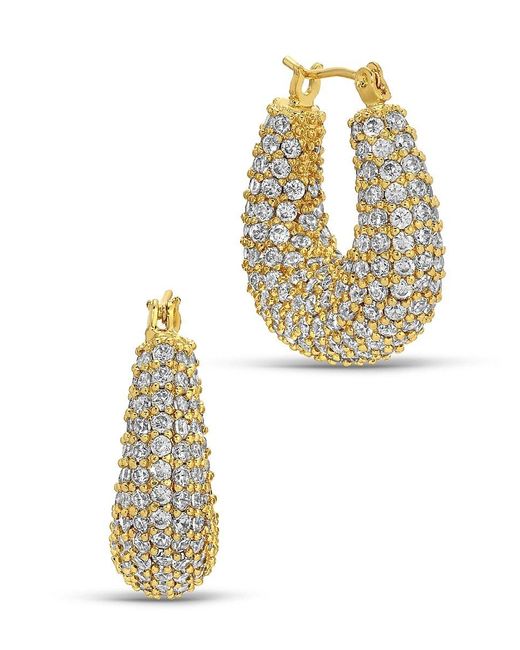 Eye Candy LA White Golden Naples Goldtone & Cubic Zirconia Hoop Earrings