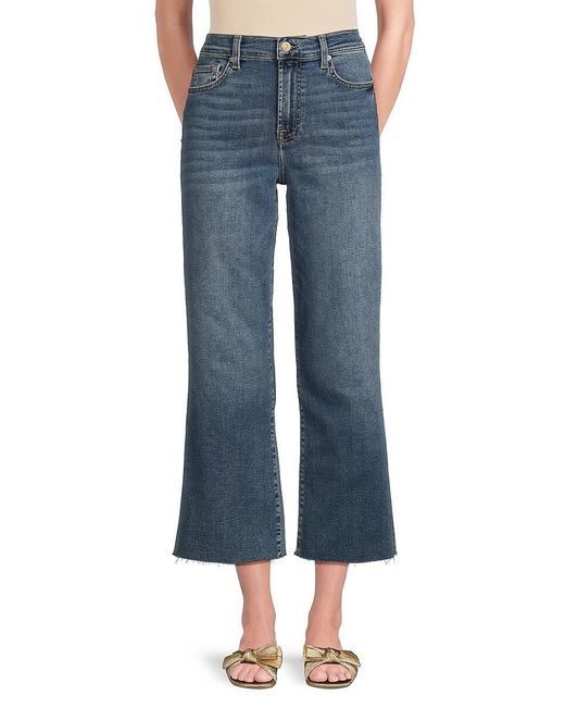 7 For All Mankind Blue Alexa High Rise Wide Leg Cropped Jeans