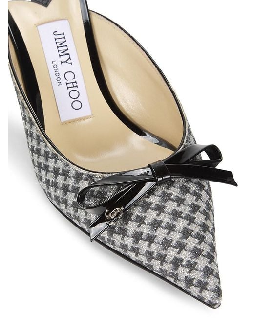 Jimmy Choo Metallic Scarlette 65Mm Houndstooth Pointed-Toe Mules