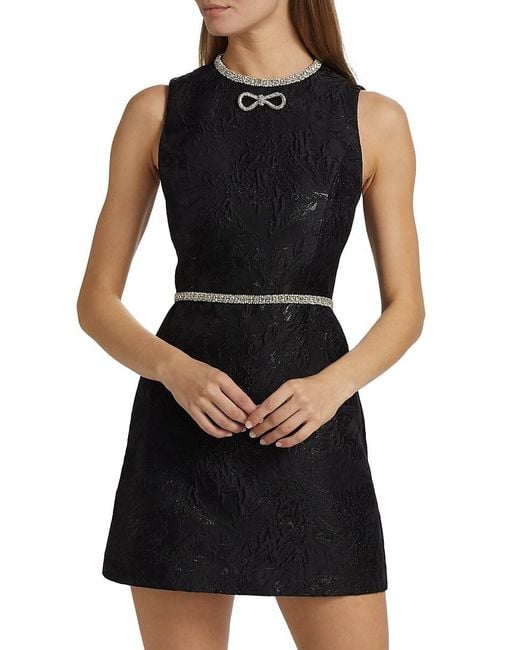 Alice + Olivia Black Ellis Embellished Jacquard Minidress