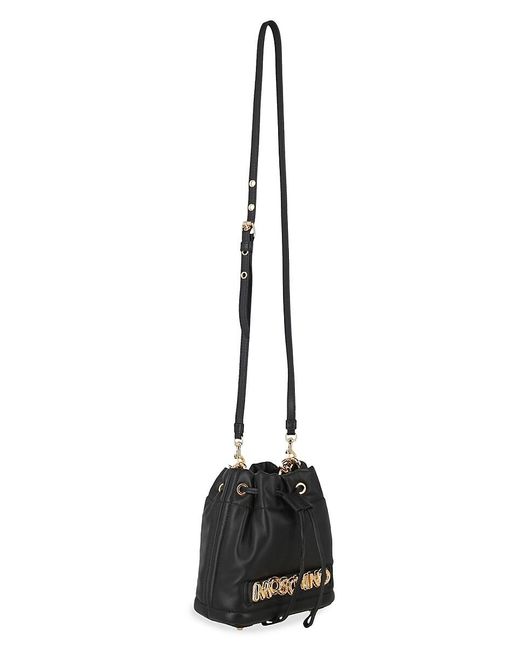 Moschino Black Balloon Leather Bucket Bag