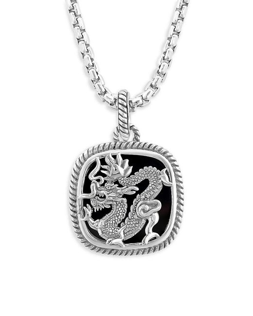 Effy White Sterling Silver & Black Onyx Dragon Pendant Necklace for men