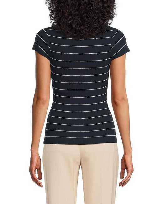 A.L.C. Blue A. L.C. Sam Striped Cotton-Blend Top