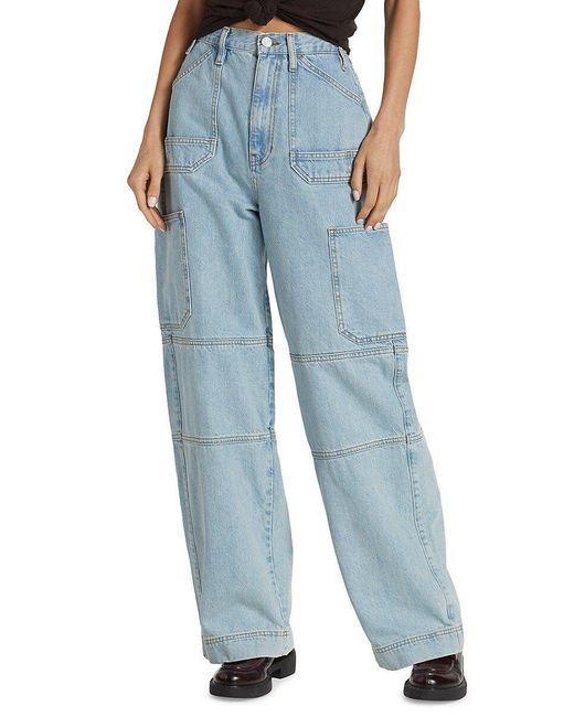 FRAME Oversized High-rise Rigid Cargo Jeans in Blue | Lyst