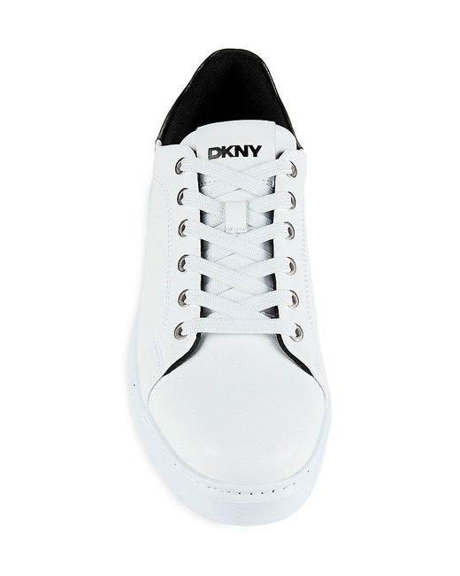 DKNY White Logo Leather Low Top Sneakers for men