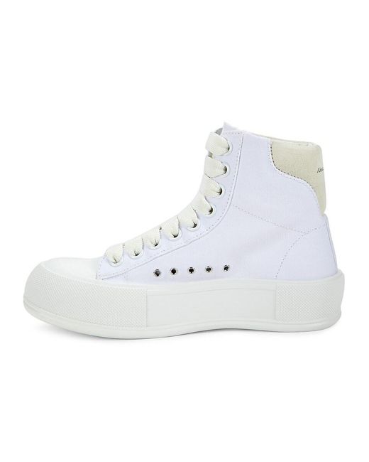 Alexander McQueen White Leather High-Top Sneakers