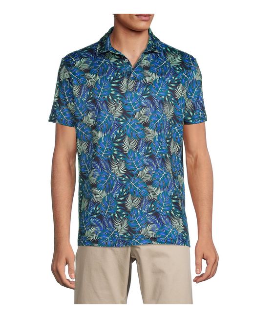 Tailorbyrd Tropical Leaves Golf Polo in Blue Green (Blue) for Men | Lyst