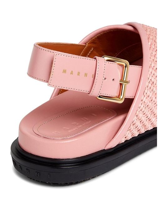 Marni Pink Raffia Criss-Cross Sandals