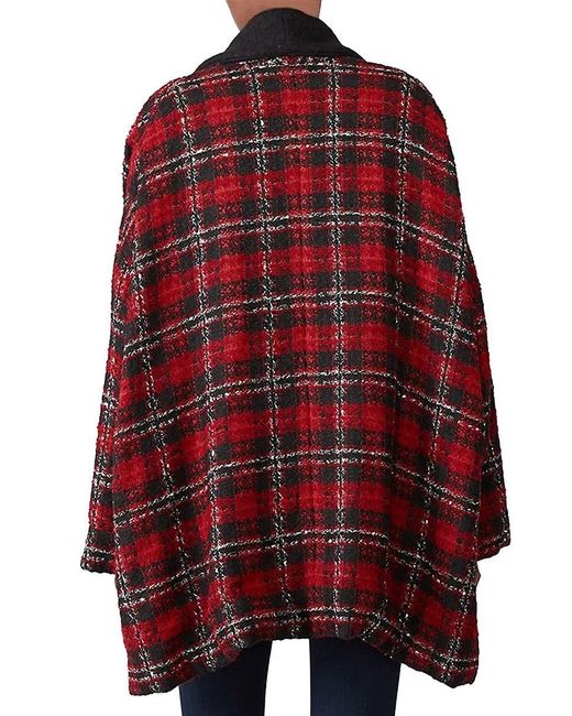 The Kooples Tweedy Check Wool Blend Coat in Red | Lyst