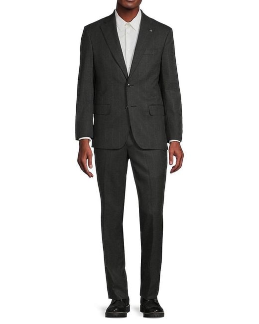 Scotch & Soda Black Modern Fit Striped Suit for men