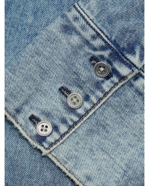 Alice + Olivia Blue Brigita Washed Denim Mini-Shirtdress