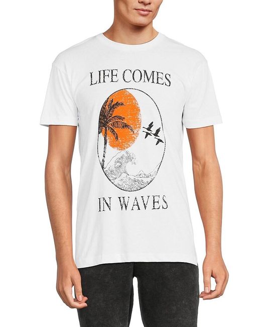 Kinetix White Life Comes In Waves Graphic Tee for men