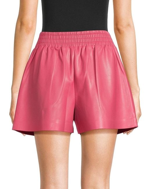 Susana Monaco Pink Faux Leather Trim Pleated Shorts