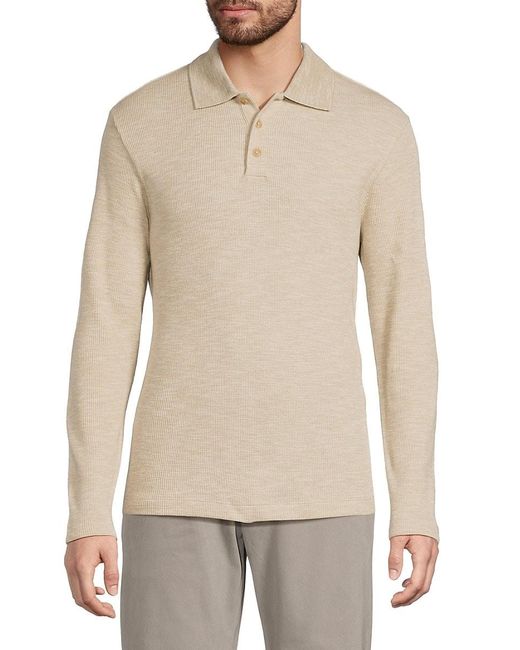Vince Natural Sunfaded Thermal Long-Sleeve Polo Shirt for men