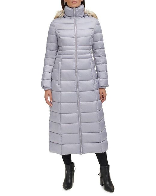 Michael kors faux fur trim maxi puffer coat top