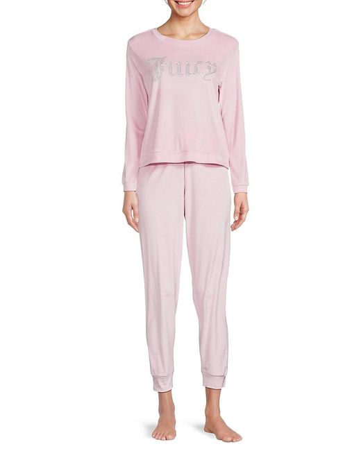 Juicy Couture Pink 2-piece Logo Top & Pants Pajama Set