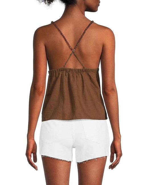 Cami NYC Brown Linen Blend Beaded Cropped Camisole